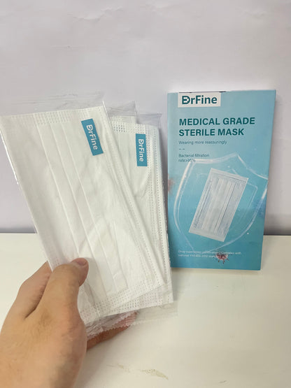 DrFine White Medical-Grade Sanitary Masks - 3-Layer BFE ≥95% Protective Masks with Comfort Earloops