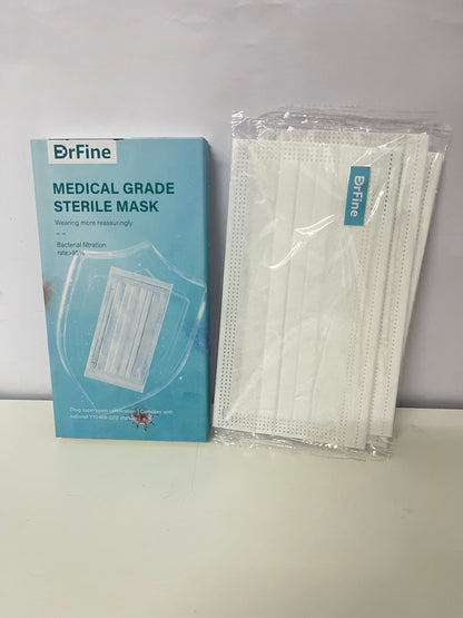 DrFine White Medical-Grade Sanitary Masks - 3-Layer BFE ≥95% Protective Masks with Comfort Earloops