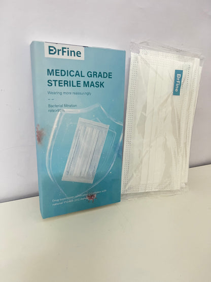 DrFine White Medical-Grade Sanitary Masks - 3-Layer BFE ≥95% Protective Masks with Comfort Earloops