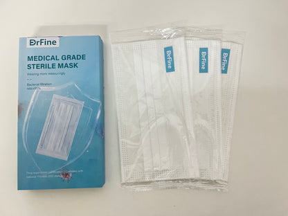 DrFine White Medical-Grade Sanitary Masks - 3-Layer BFE ≥95% Protective Masks with Comfort Earloops