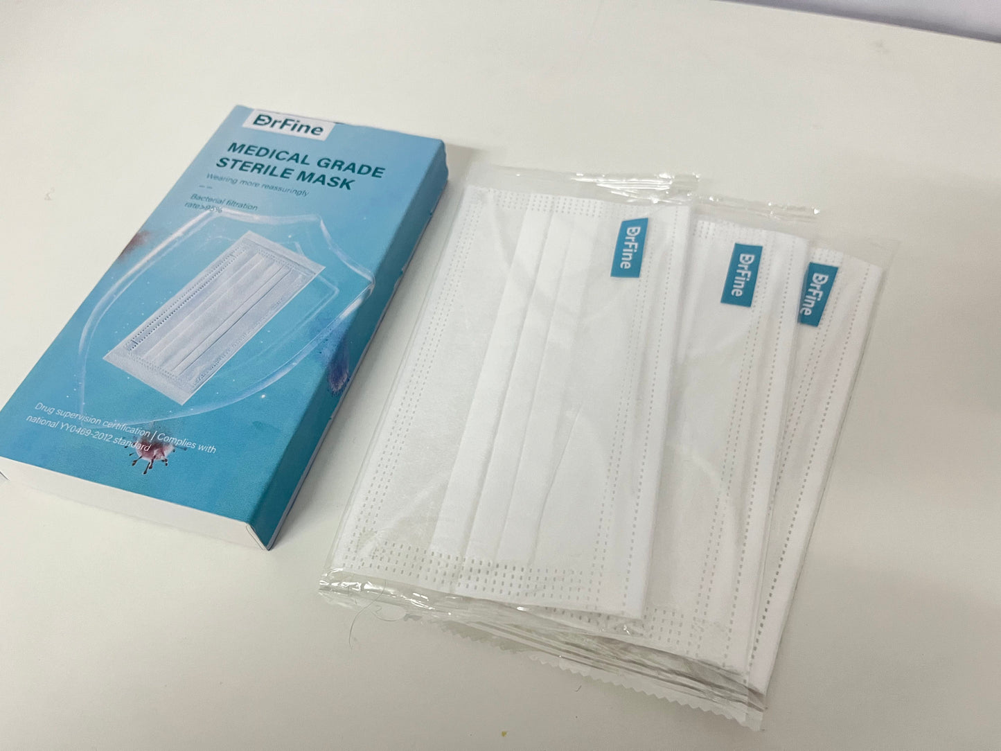 DrFine White Medical-Grade Sanitary Masks - 3-Layer BFE ≥95% Protective Masks with Comfort Earloops
