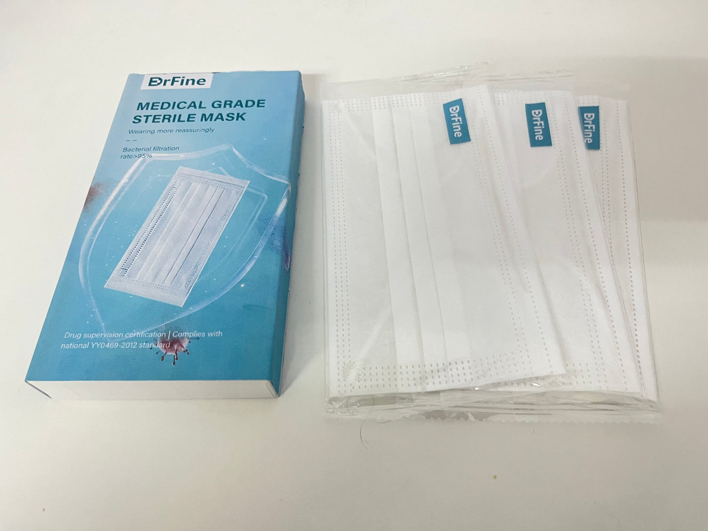 DrFine White Medical-Grade Sanitary Masks - 3-Layer BFE ≥95% Protective Masks with Comfort Earloops