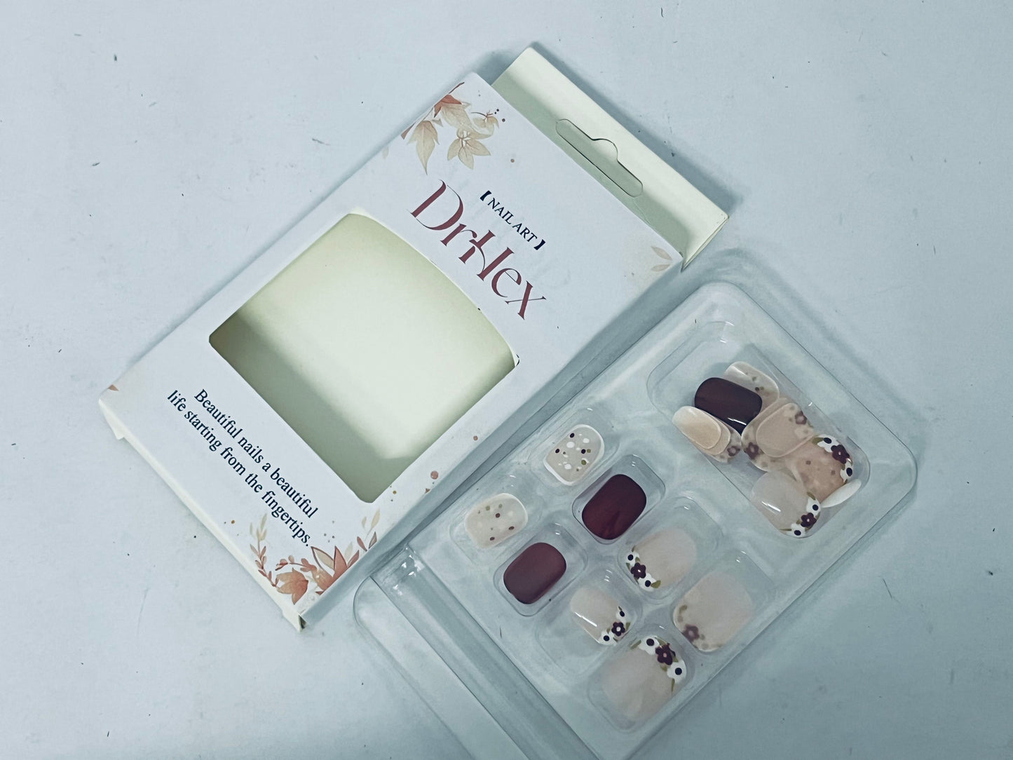 DrHex Press-On Manicure Limited Edition, Style "Sunkissed Peach" Short Square Pink Press-On Nails, Includes Prep Pad, Mini Nail File, Cuticle Stick, & 24 Fake Nails