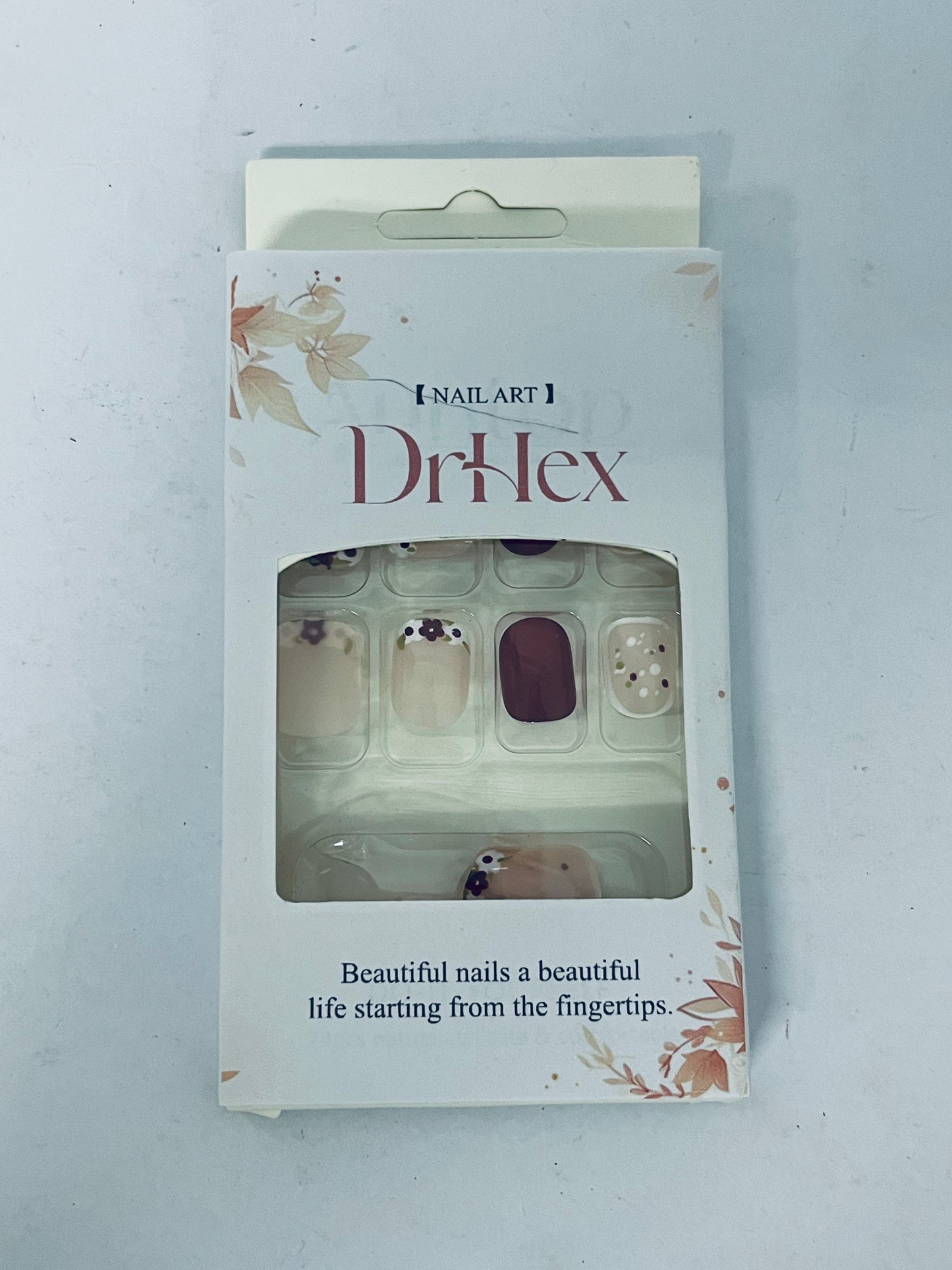 DrHex Press-On Manicure Limited Edition, Style "Sunkissed Peach" Short Square Pink Press-On Nails, Includes Prep Pad, Mini Nail File, Cuticle Stick, & 24 Fake Nails