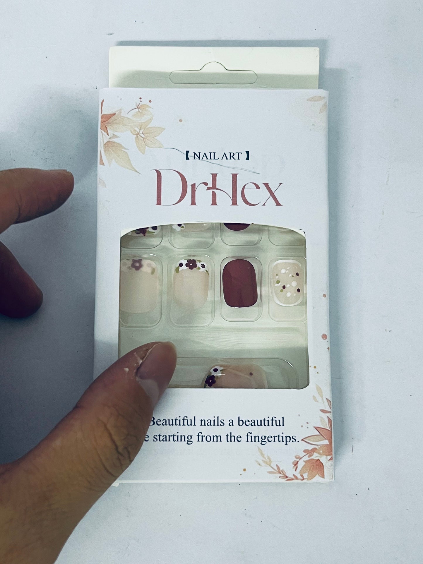DrHex Press-On Manicure Limited Edition, Style "Sunkissed Peach" Short Square Pink Press-On Nails, Includes Prep Pad, Mini Nail File, Cuticle Stick, & 24 Fake Nails