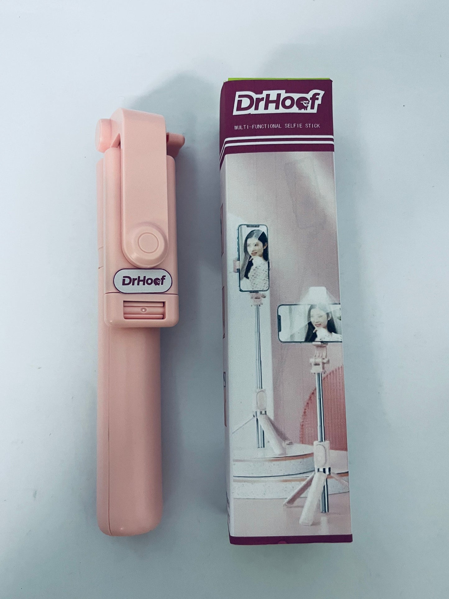 DrHoof Selfie Stick Travel Tripod for Cell Phone,Phone Holder, Extendable Selfie Stick for iPhone, iPhone Tripod for Video Recording, 50 Inch, Pink