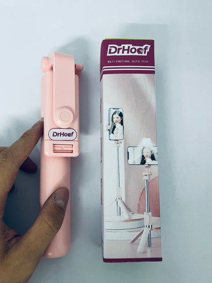 DrHoof Selfie Stick Travel Tripod for Cell Phone,Phone Holder, Extendable Selfie Stick for iPhone, iPhone Tripod for Video Recording, 50 Inch, Pink