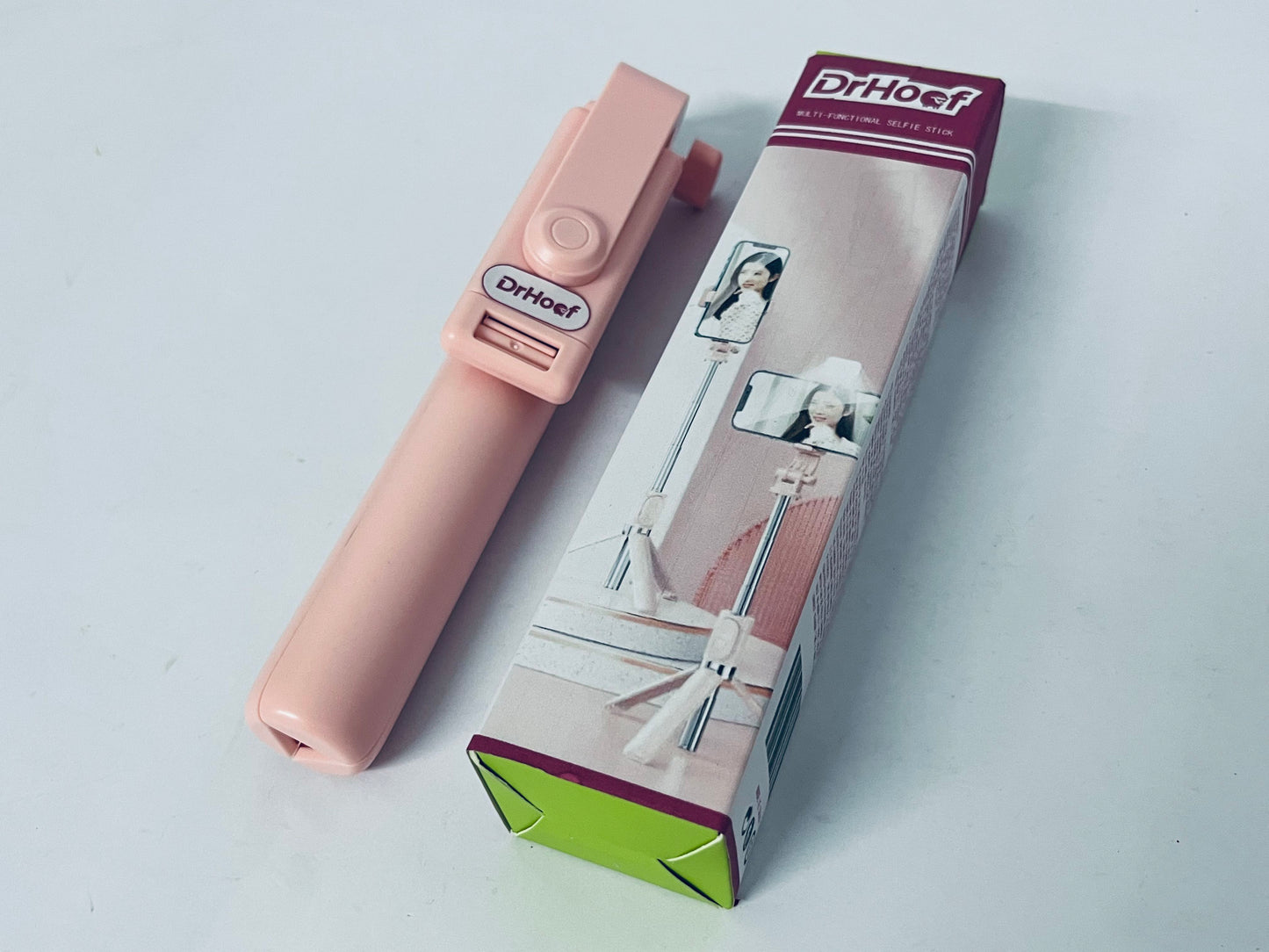 DrHoof Selfie Stick Travel Tripod for Cell Phone,Phone Holder, Extendable Selfie Stick for iPhone, iPhone Tripod for Video Recording, 50 Inch, Pink