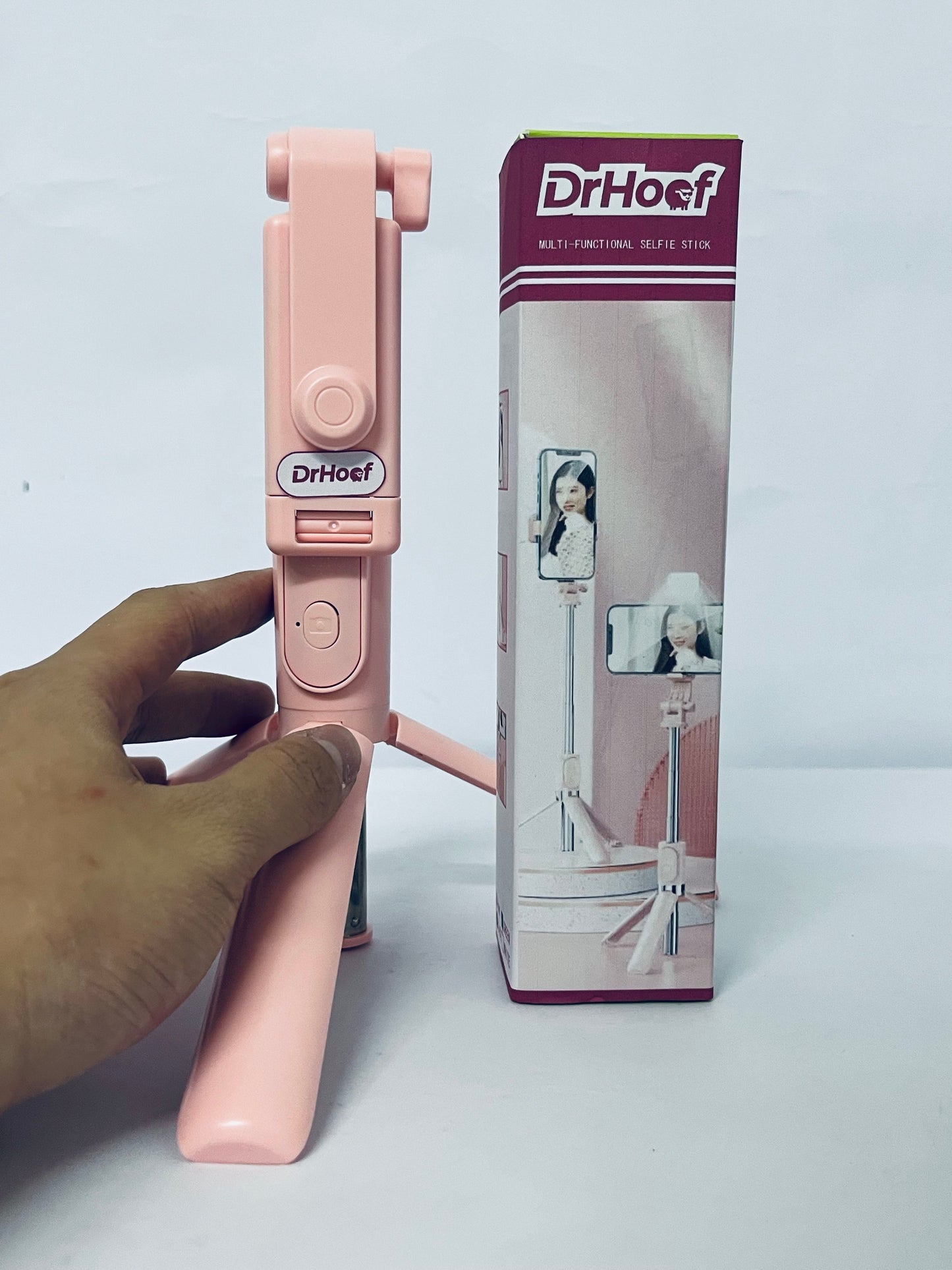 DrHoof Selfie Stick Travel Tripod for Cell Phone,Phone Holder, Extendable Selfie Stick for iPhone, iPhone Tripod for Video Recording, 50 Inch, Pink