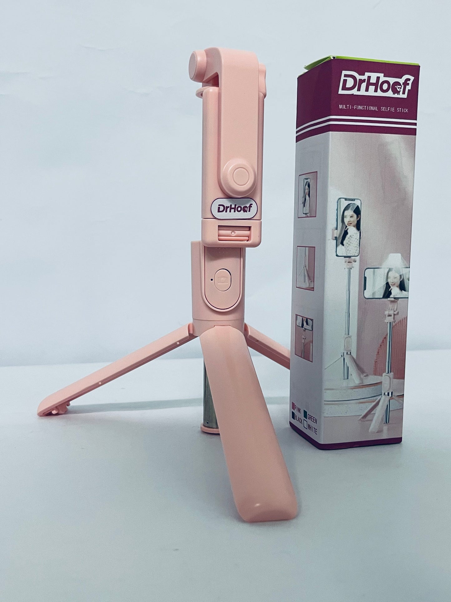 DrHoof Selfie Stick Travel Tripod for Cell Phone,Phone Holder, Extendable Selfie Stick for iPhone, iPhone Tripod for Video Recording, 50 Inch, Pink