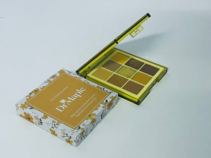 DrMaple 9-Color Warm Brown Eyeshadow Palette, Matte Shimmer Glitter Multi-Finish, Versatile for Daily & Autumn/Winter Looks, Floral Aesthetic Makeup Palette