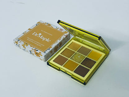 DrMaple 9-Color Warm Brown Eyeshadow Palette, Matte Shimmer Glitter Multi-Finish, Versatile for Daily & Autumn/Winter Looks, Floral Aesthetic Makeup Palette