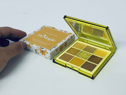 DrMaple 9-Color Warm Brown Eyeshadow Palette, Matte Shimmer Glitter Multi-Finish, Versatile for Daily & Autumn/Winter Looks, Floral Aesthetic Makeup Palette