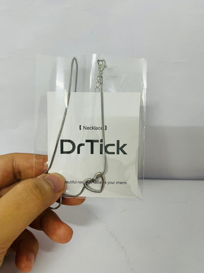 DrTick Heart Pendant Necklace – Classic Silver Heart Necklace with Minimalist Design, Dainty Love Jewelry for Women, Everyday Simple Necklace for Gift