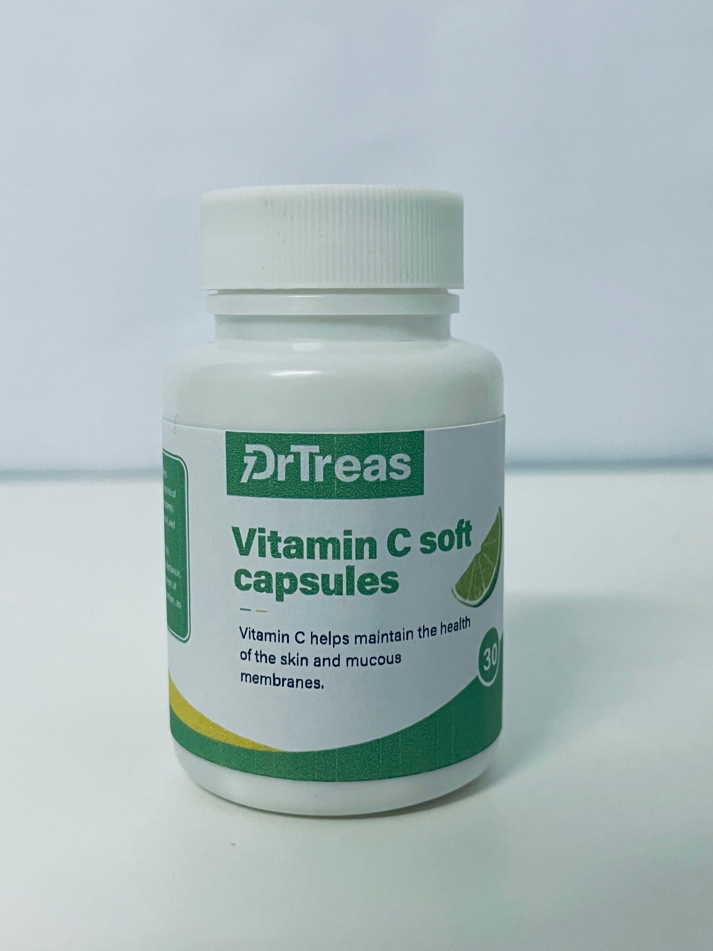 DrTreas Vitamin C Soft Capsules: Revitalize Skin & Mucous Membranes Health, Lime Flavor for Easy
