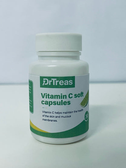DrTreas Vitamin C Soft Capsules: Revitalize Skin & Mucous Membranes Health, Lime Flavor for Easy