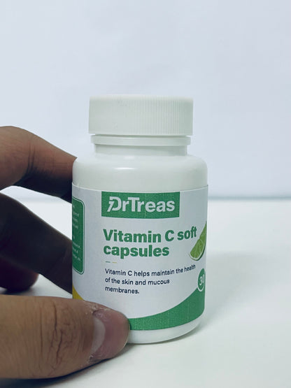 DrTreas Vitamin C Soft Capsules: Revitalize Skin & Mucous Membranes Health, Lime Flavor for Easy
