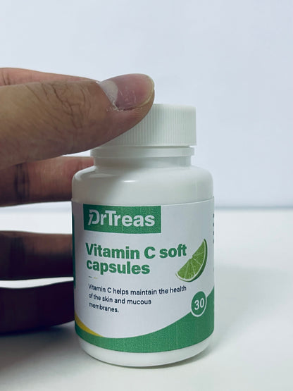 DrTreas Vitamin C Soft Capsules: Revitalize Skin & Mucous Membranes Health, Lime Flavor for Easy
