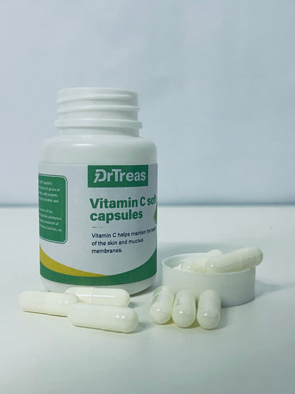 DrTreas Vitamin C Soft Capsules: Revitalize Skin & Mucous Membranes Health, Lime Flavor for Easy