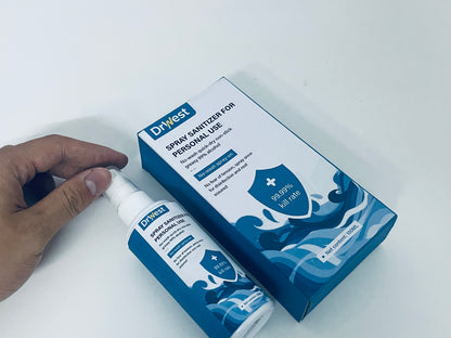 DrWest Personal Spray Sanitizer - 100mL 99% Alcohol Formula, 99.99% Germ Kill Rate, No-Wash Quick-Dry Non-Sticky Hand & Surface Disinfectant for Travel/Commute/Daily Use