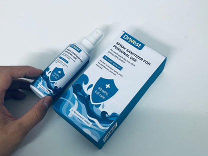 DrWest Personal Spray Sanitizer - 100mL 99% Alcohol Formula, 99.99% Germ Kill Rate, No-Wash Quick-Dry Non-Sticky Hand & Surface Disinfectant for Travel/Commute/Daily Use