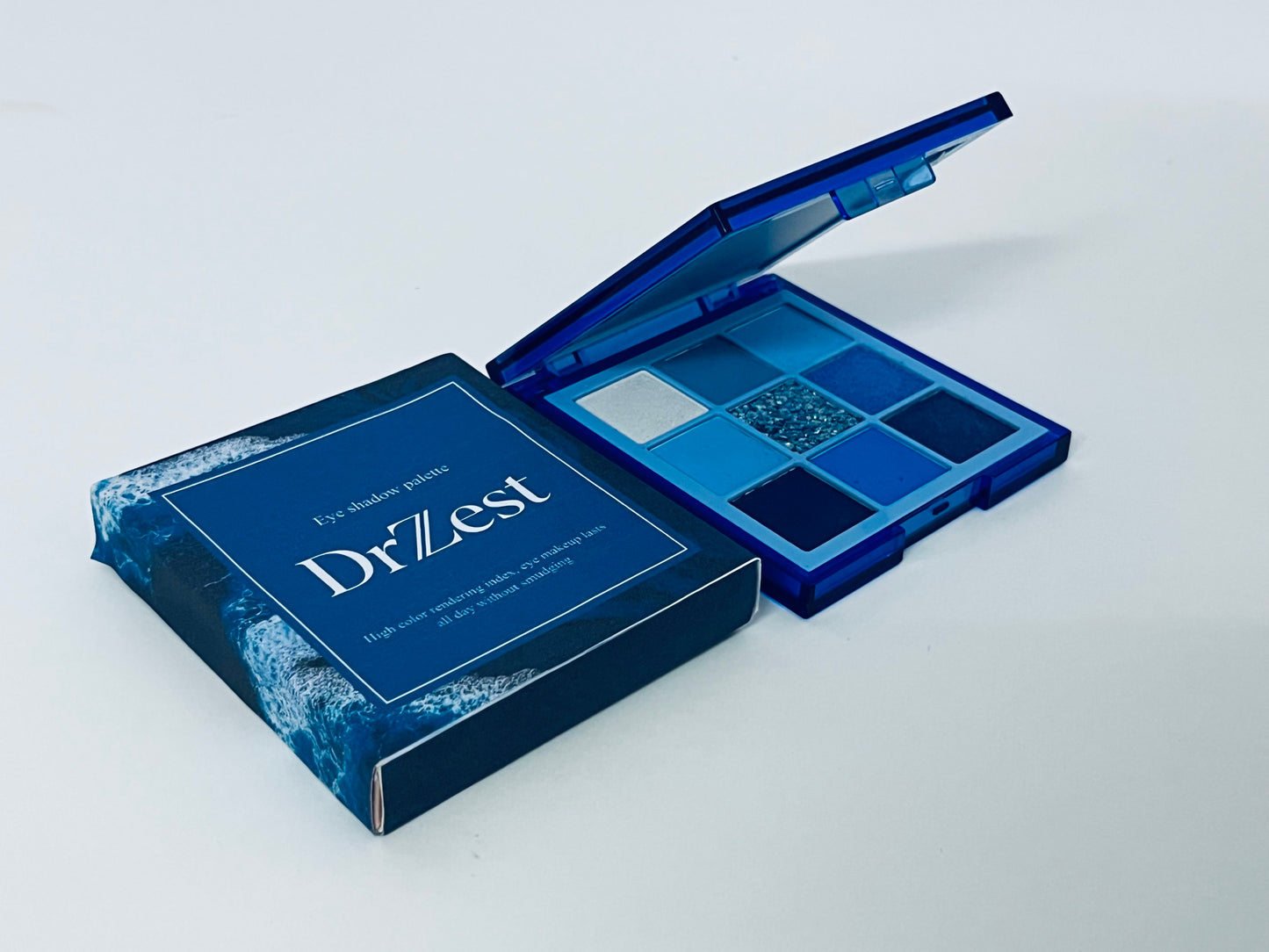 DrZest Eyeshadow Palette - High-Pigment Blue Tones with Glitter Accent