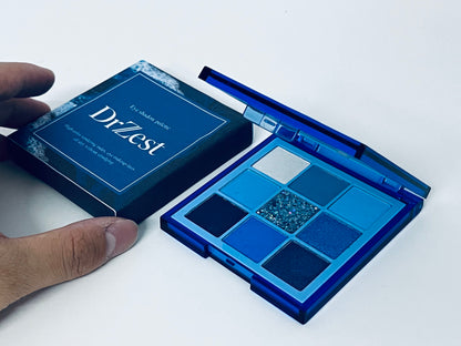 DrZest Eyeshadow Palette - High-Pigment Blue Tones with Glitter Accent