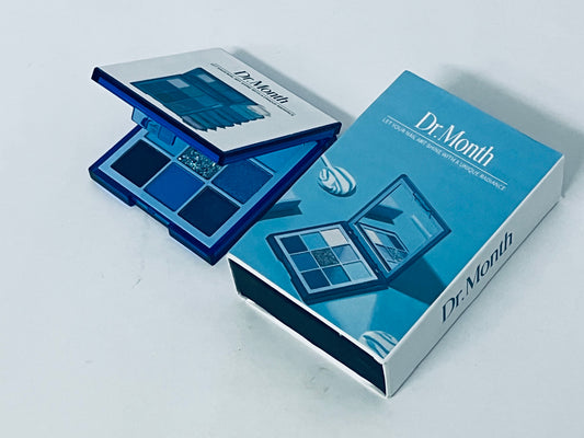 Dr.Month 9 Colors Blue Glitter Eyeshadow Palette, Glitter Dark Light Royal Cobalt Baby Sky Navy Blue Metallic Shimmer Sparkly Eye Shadow Palette Makeup for  Women Eyes, Highly Pigmented Eyeshadow