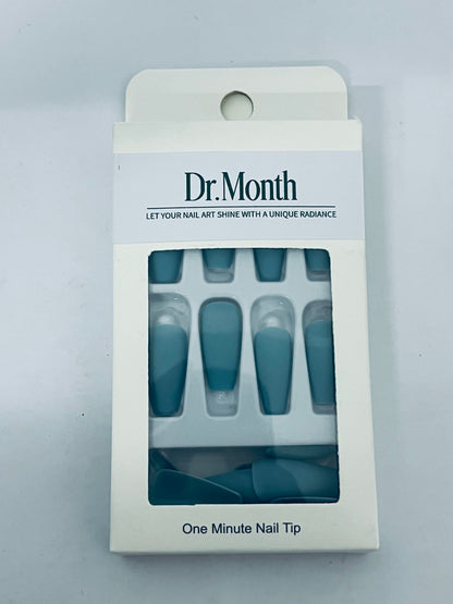 Dr.Month  False nails - 24 Press On Nails Style:   matte long square blue , spring nails