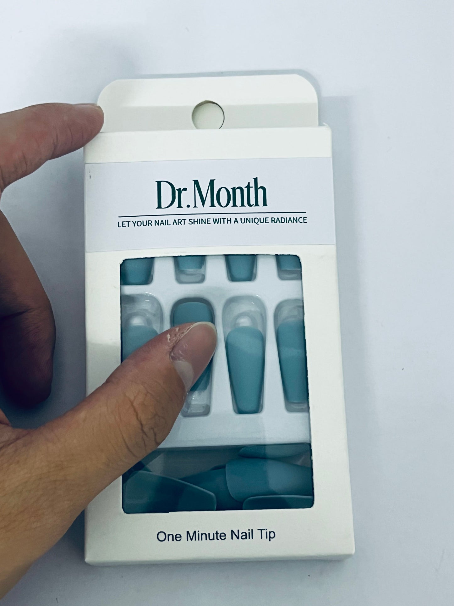 Dr.Month  False nails - 24 Press On Nails Style:   matte long square blue , spring nails