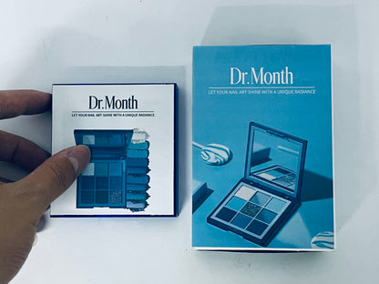 Dr.Month 9 Colors Blue Glitter Eyeshadow Palette, Glitter Dark Light Royal Cobalt Baby Sky Navy Blue Metallic Shimmer Sparkly Eye Shadow Palette Makeup for  Women Eyes, Highly Pigmented Eyeshadow