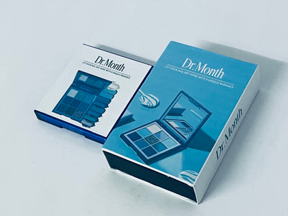Dr.Month 9 Colors Blue Glitter Eyeshadow Palette, Glitter Dark Light Royal Cobalt Baby Sky Navy Blue Metallic Shimmer Sparkly Eye Shadow Palette Makeup for  Women Eyes, Highly Pigmented Eyeshadow