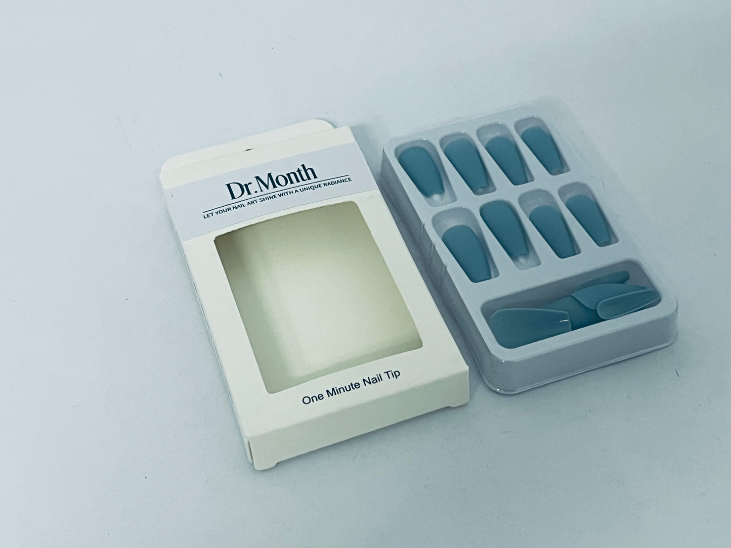 Dr.Month  False nails - 24 Press On Nails Style:   matte long square blue , spring nails
