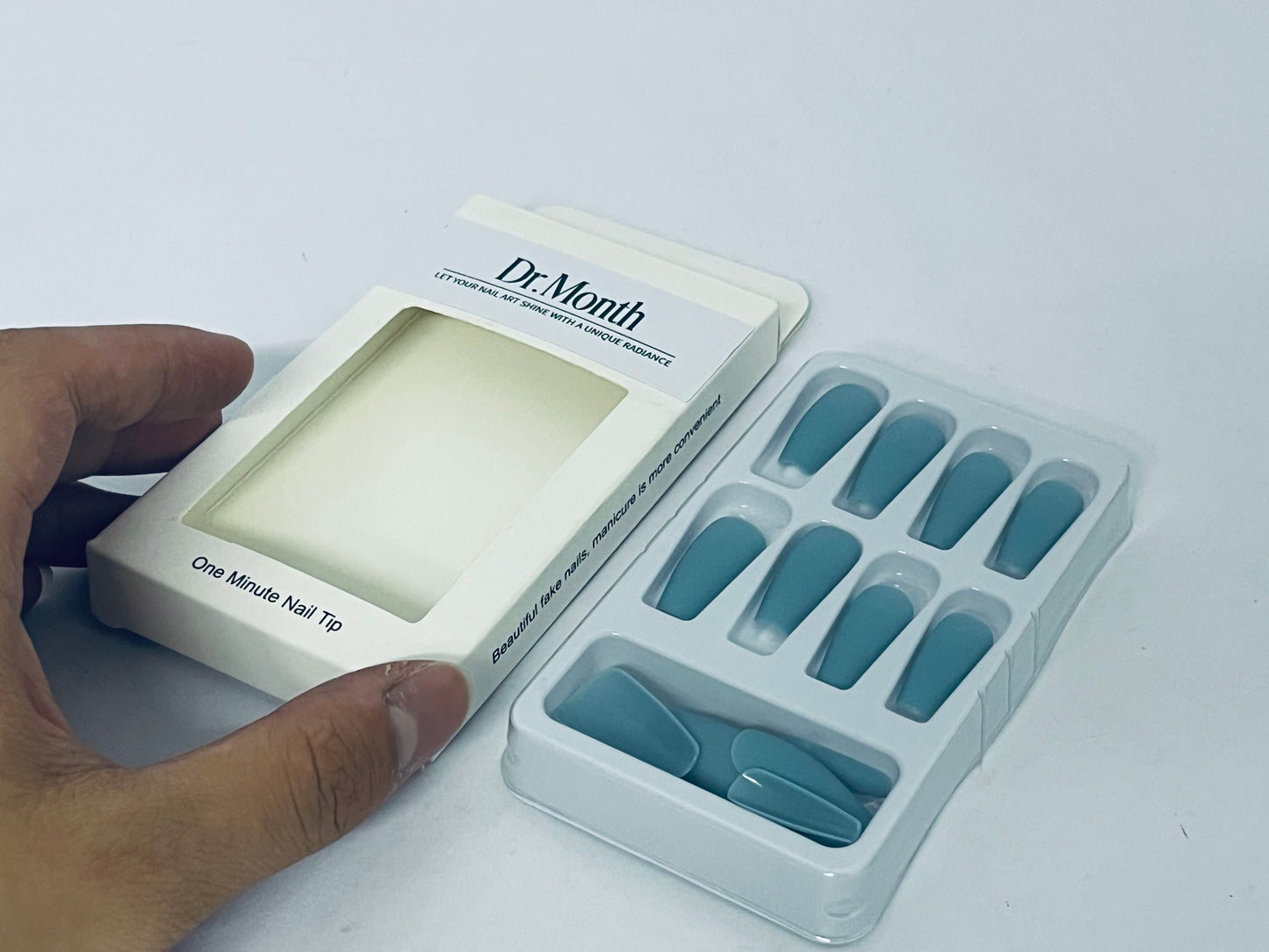 Dr.Month  False nails - 24 Press On Nails Style:   matte long square blue , spring nails
