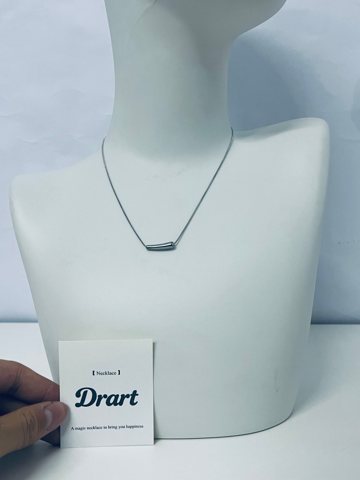Drart Minimalist Silver Bar Clavicle Necklace for Women, Adjustable Slim Snake Chain Alloy Jewelry, Hypoallergenic Fade-Resistant Accessory for Daily/Commute/Semi-Formal Outfits