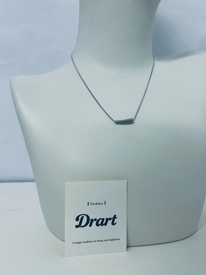 Drart Minimalist Silver Bar Clavicle Necklace for Women, Adjustable Slim Snake Chain Alloy Jewelry, Hypoallergenic Fade-Resistant Accessory for Daily/Commute/Semi-Formal Outfits