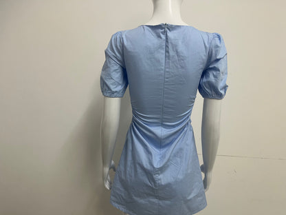 【Drenew Cutout Puff-Sleeve Mini Dress】—— Feminine Charm Meets Casual Comfort