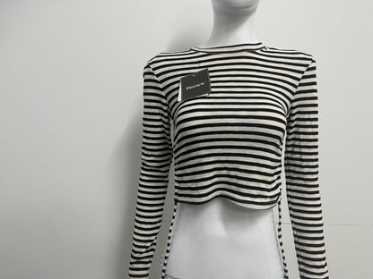【Drenew Striped Ribbed Cropped Top】—— Timeless Style with Modern Edge