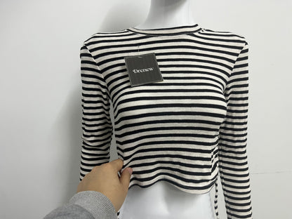 【Drenew Striped Ribbed Cropped Top】—— Timeless Style with Modern Edge