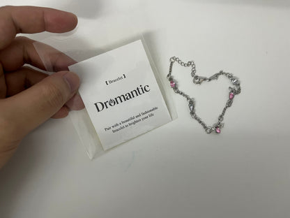 【Dromantic Bracelets】——Dromantic Pink Crystal & Silver Layered Bracelet - Y2K-Inspired Delicate Stackable Jewelry
