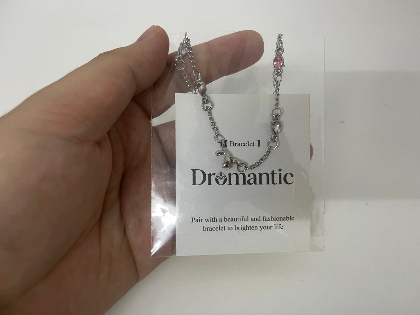 【Dromantic Bracelets】——Dromantic Pink Crystal & Silver Layered Bracelet - Y2K-Inspired Delicate Stackable Jewelry