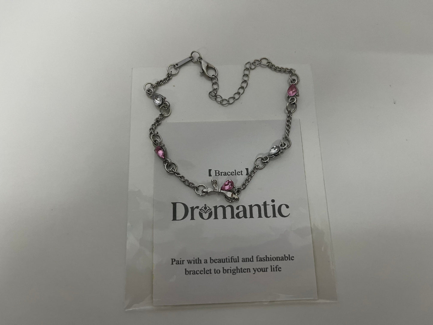 【Dromantic Bracelets】——Dromantic Pink Crystal & Silver Layered Bracelet - Y2K-Inspired Delicate Stackable Jewelry