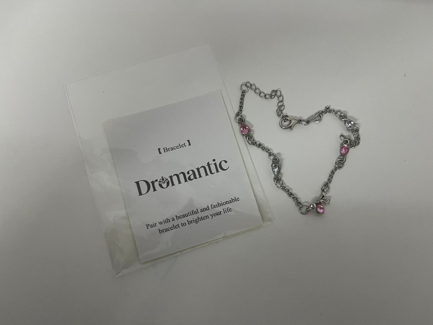【Dromantic Bracelets】——Dromantic Pink Crystal & Silver Layered Bracelet - Y2K-Inspired Delicate Stackable Jewelry