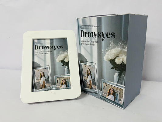 Drowsyes White Picture Frame Wood Photo Frame Modern Picture Frames Round Corner Wall Hanging Gallery Artwork Painting Tabletop Living Room Decor Gifts for Wedding Birthday