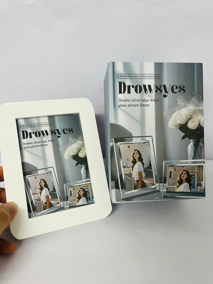 Drowsyes White Picture Frame Wood Photo Frame Modern Picture Frames Round Corner Wall Hanging Gallery Artwork Painting Tabletop Living Room Decor Gifts for Wedding Birthday