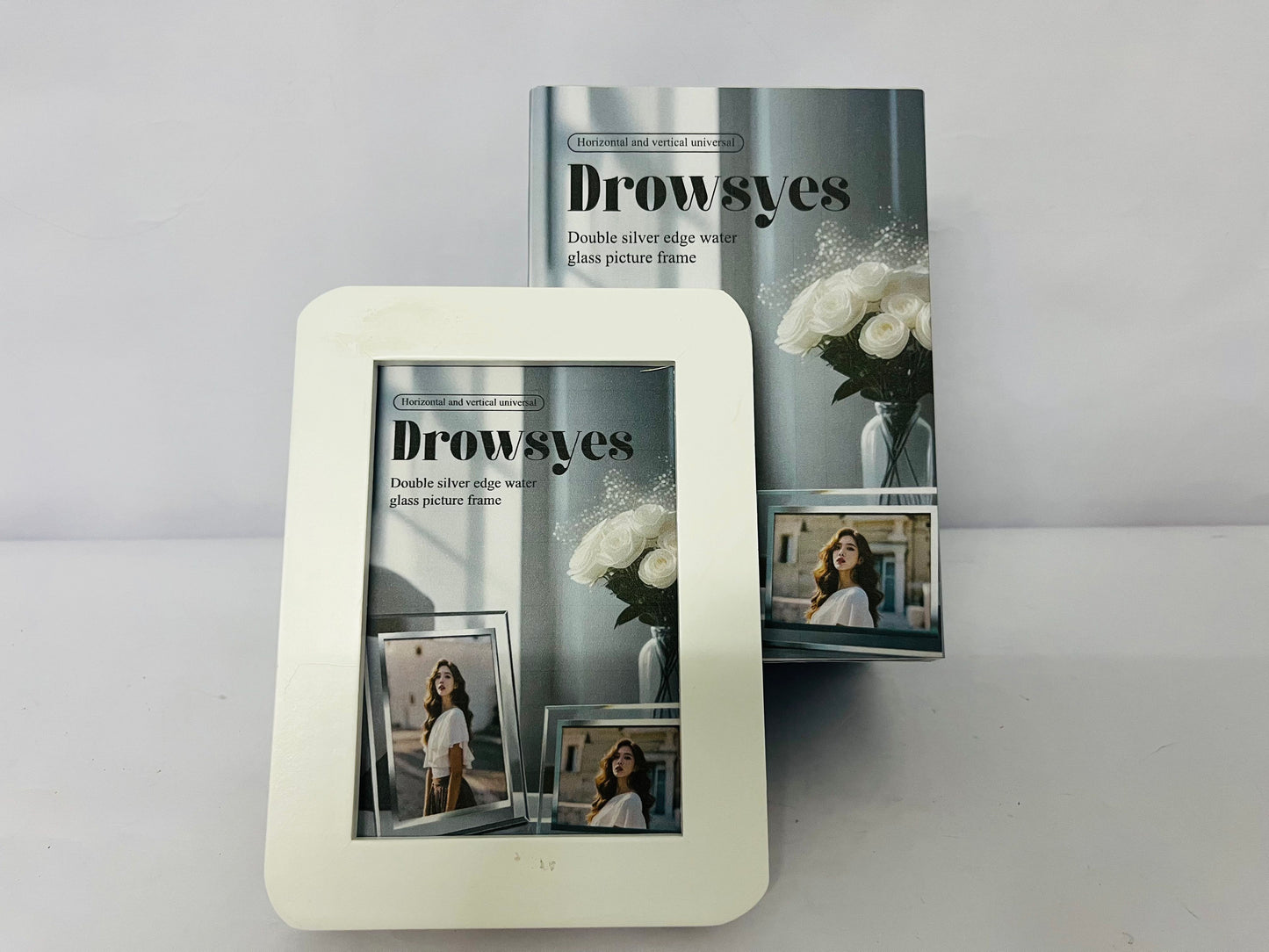 Drowsyes White Picture Frame Wood Photo Frame Modern Picture Frames Round Corner Wall Hanging Gallery Artwork Painting Tabletop Living Room Decor Gifts for Wedding Birthday