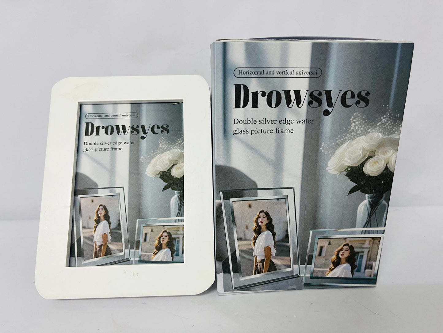 Drowsyes White Picture Frame Wood Photo Frame Modern Picture Frames Round Corner Wall Hanging Gallery Artwork Painting Tabletop Living Room Decor Gifts for Wedding Birthday