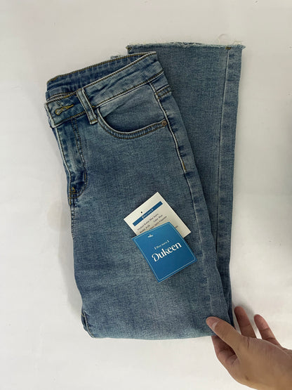 Dukeen Light Blue Frayed Jeans - A Must-have for Daily Wear with Retro and Trendy Style