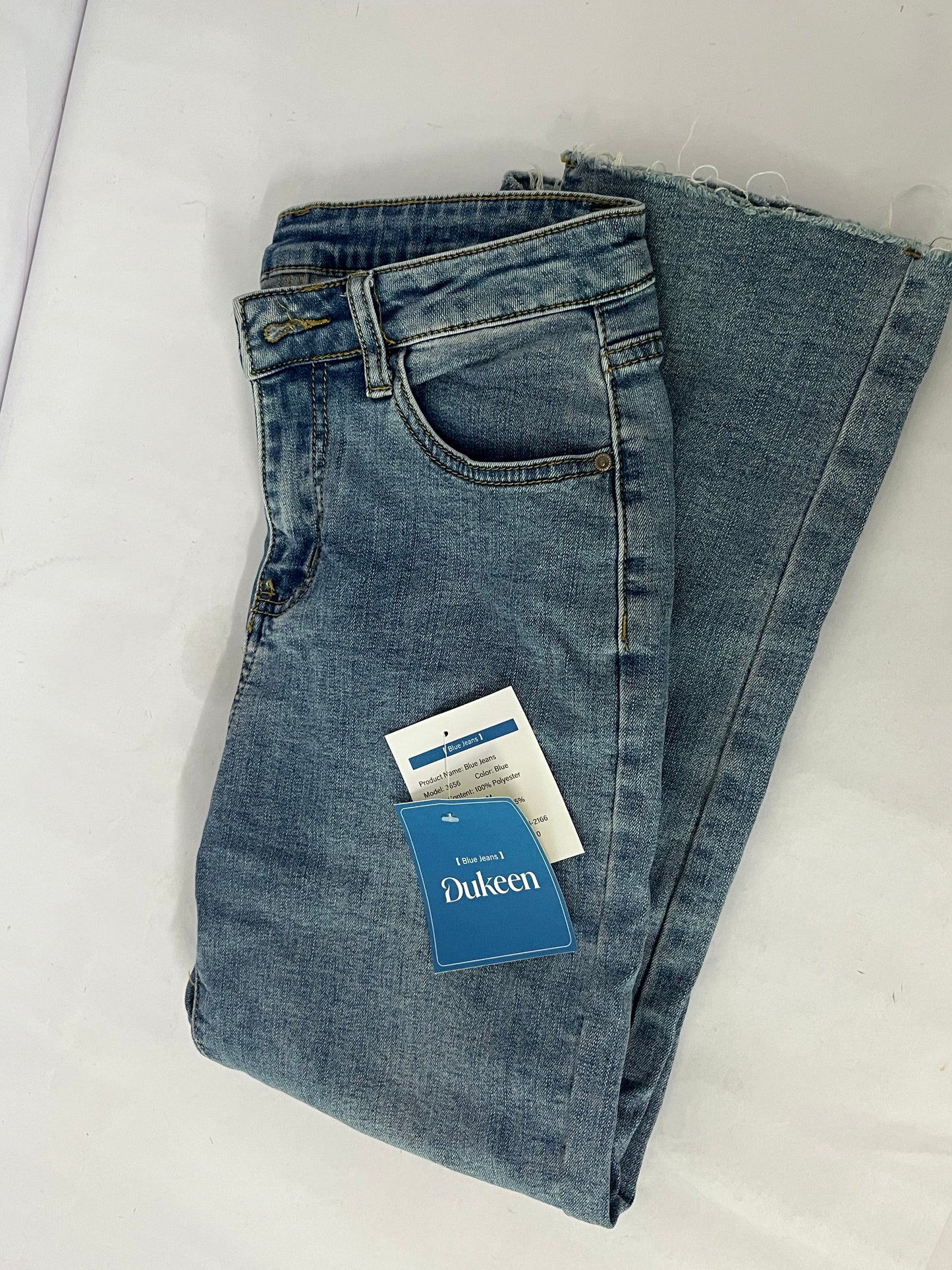 Dukeen Light Blue Frayed Jeans - A Must-have for Daily Wear with Retro and Trendy Style