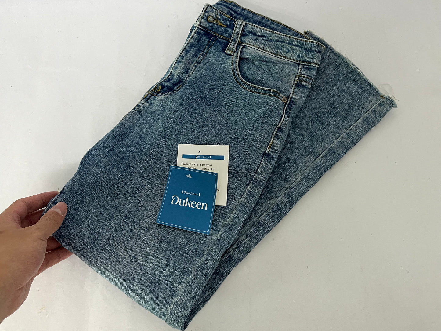 Dukeen Light Blue Frayed Jeans - A Must-have for Daily Wear with Retro and Trendy Style